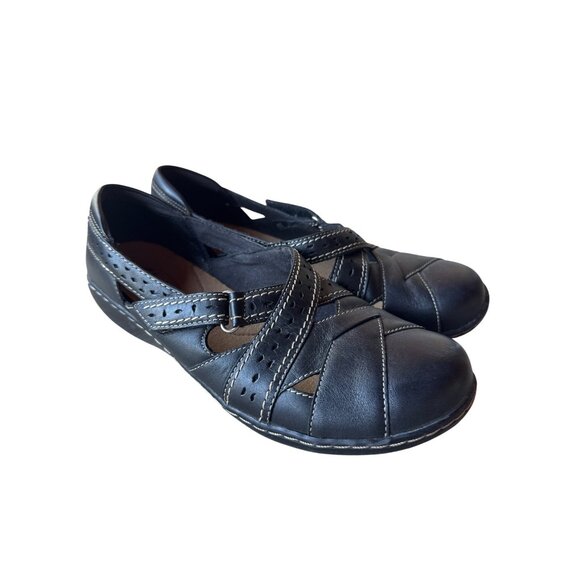 Clarks Bendables Brown Leather Comfort Mary Jane Flats Women's Size 9W Walking - Picture 3 of 10